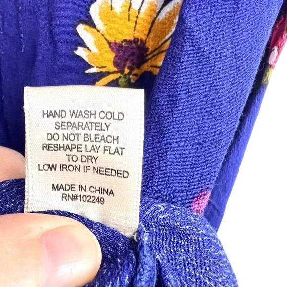 Skies Are Blue Floral Blouse Casual Long Sleeve Blue Shirt Women’s Size Medium - Picture 9 of 12